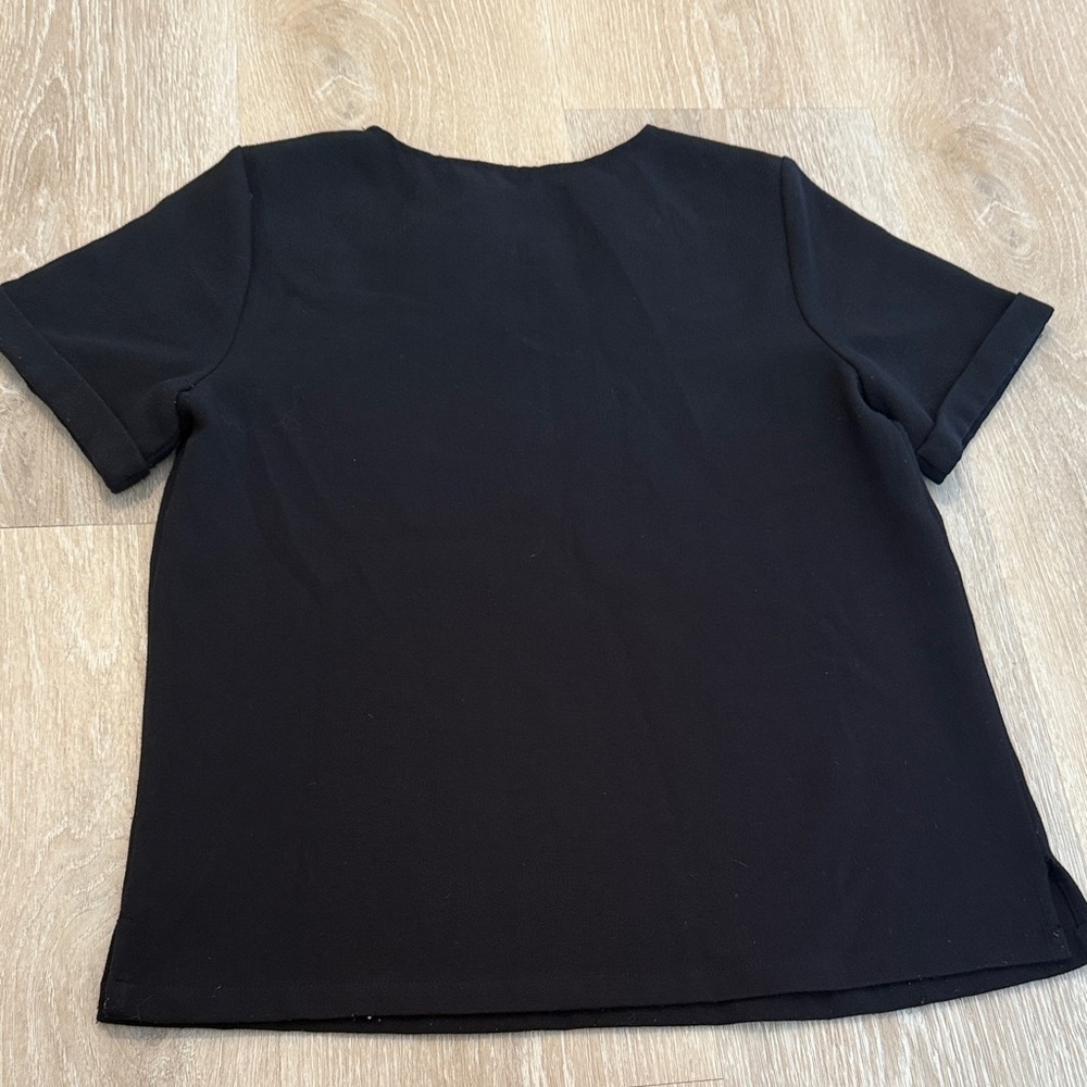 Madewell Black Leaf Embroidered Blouse Womens Size S short sleeve shirt - Picture 4 of 9